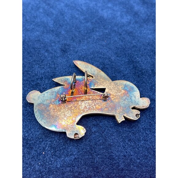 Silver-Tone Bunny Rabbit Pin Brooch Easter tarnished - Picture 3 of 5